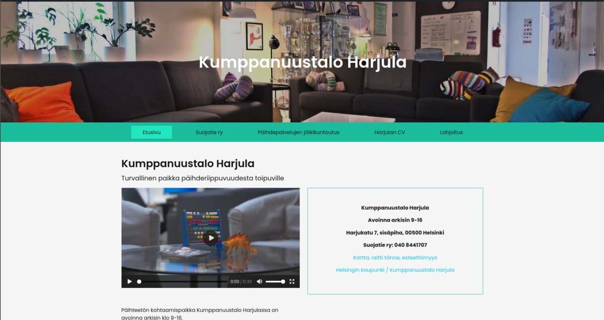 Kumppanuustalo Harjula sivuston screenshot